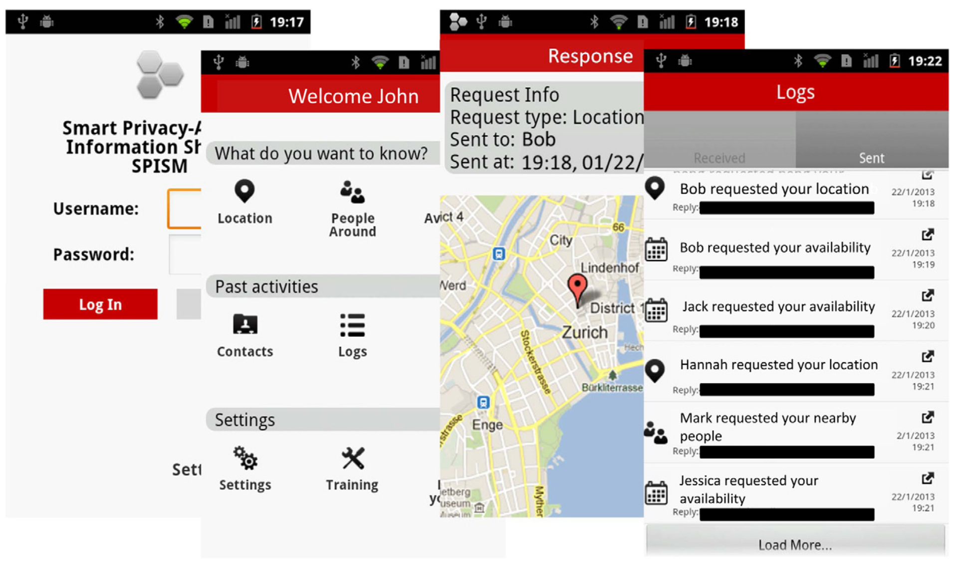 As interfaces do aplicativo móvel SPISM  <a href="#section17">[17]</a>.