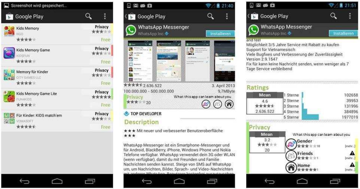 Replica of the Google Play Store app with new privacy indicators <a href="#section5">[5]</a>.