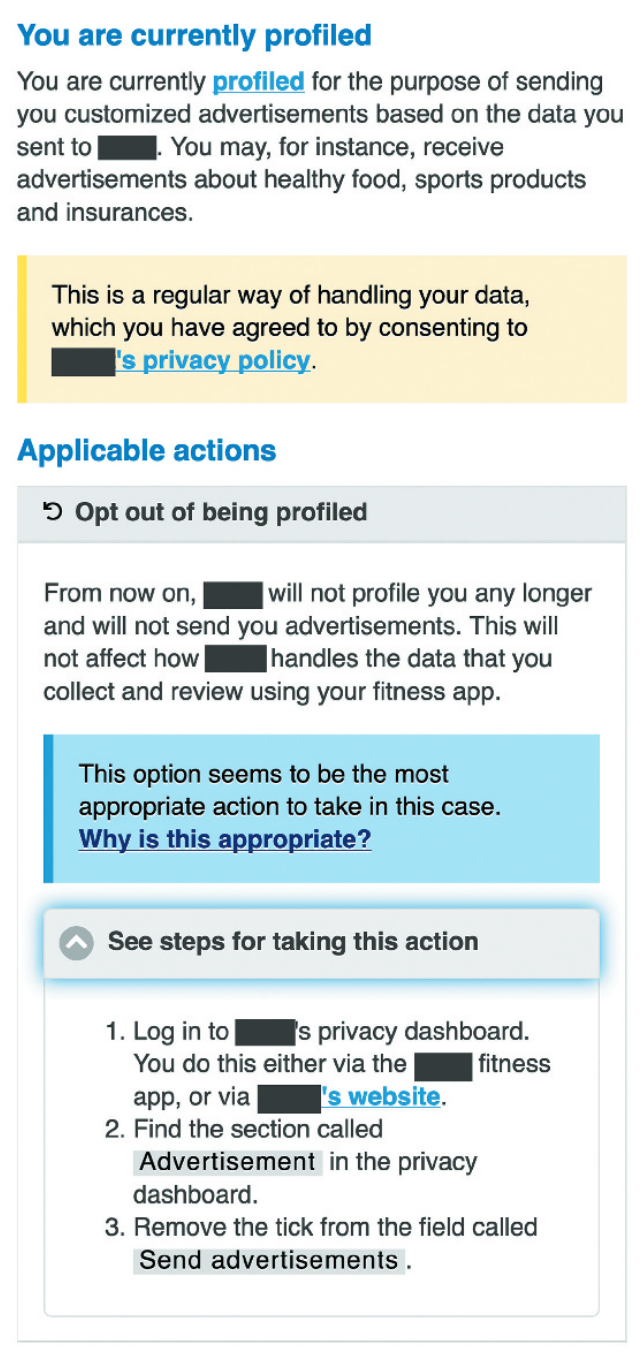 Protótipo de notificação de privacidade <a href="#section4">[4]</a>.