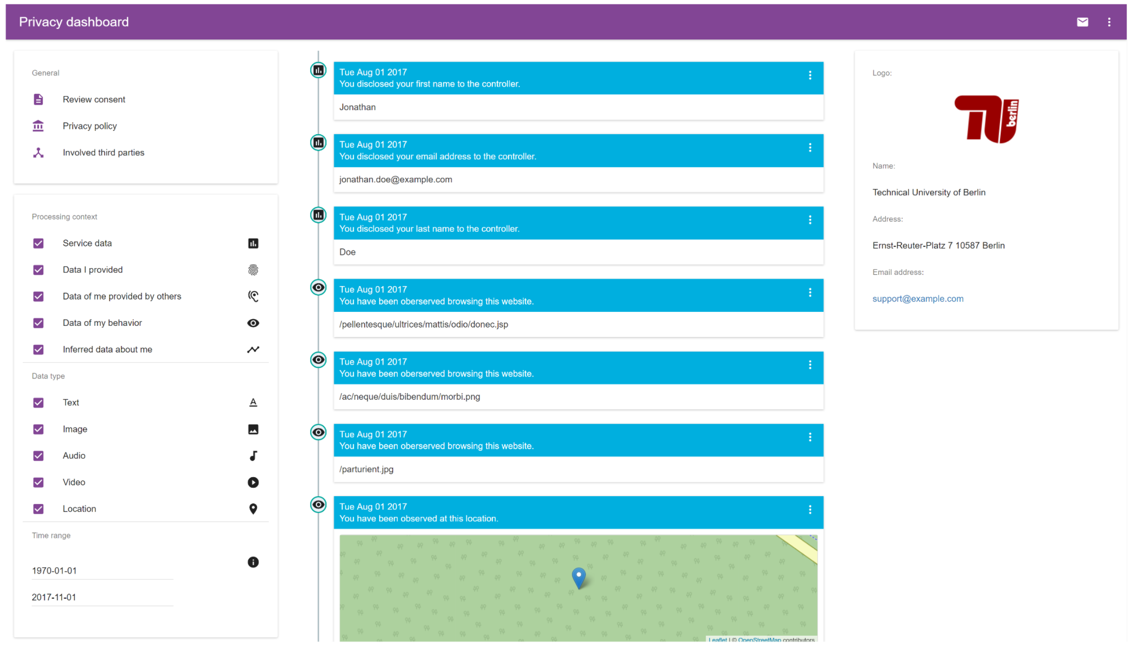 O Painel de Privacidade <a href="#section2">[2]</a>.