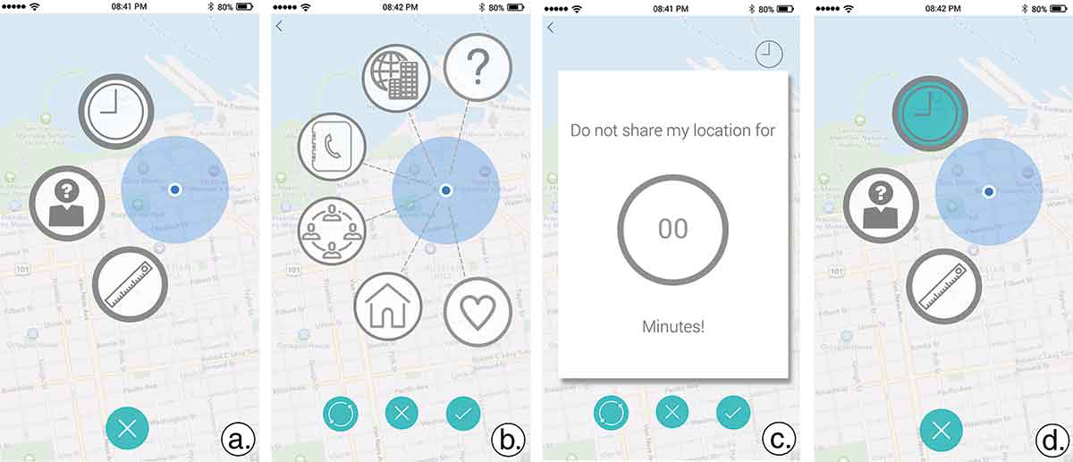 The user interface for managing location privacy settings <a href="#section3">[3]</a>.