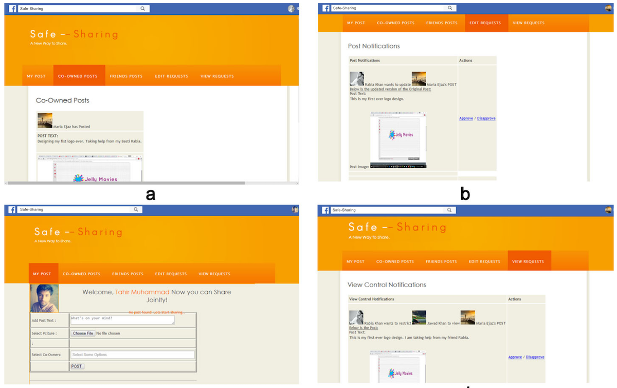 Safe-Sharing Facebook application prototype <a href="#section7">[7]</a>.
