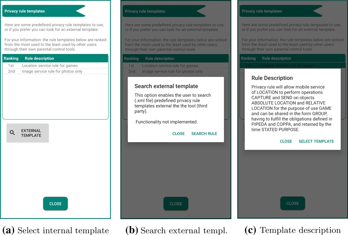 Opção de criação de regra de privacidade baseada em modelo <a href="#section1">[1]</a>.