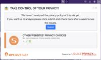 Tela do Opt-Out Easy para solicitar a análise de uma política de privacidade <a href="#section1">[1]</a>.